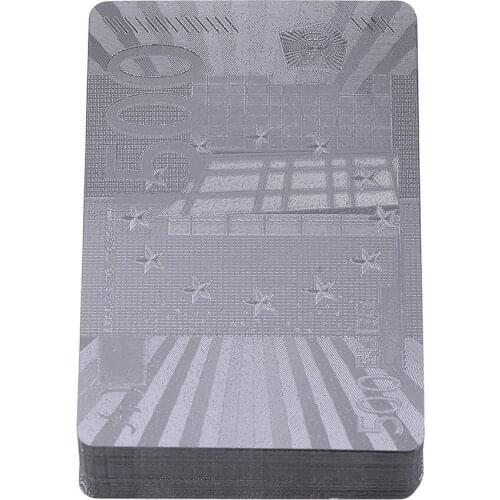 1 Deck Waterproof Plastic Euros Style Silver Foil Poker Cards Party Fun Toy