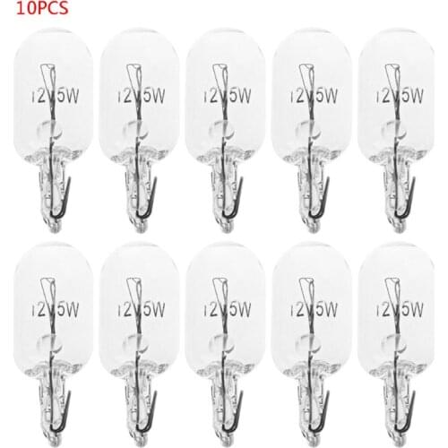 10Pcs T10 W5W White Color 5W 194 501 Halogen Bulb Side Wedges Car Light Source Instrument Lamp