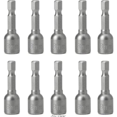 2018 10 Pcs Magnetic Nut Driver Set 8mm 5/16" Socket Adapter Hex Drill Bit power For Drills,Screw Guns,Magnetic Drivers