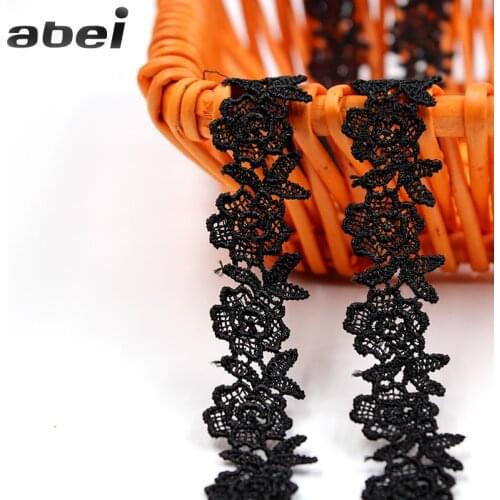 5yards/lot 2cm Embroidered Flower Black Lace Ribbon Trimming Garment Clothing Accessories DIY Handmade Patchwork Scrapbook Craft