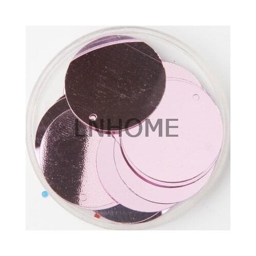 50g 30mm Lila Light Pink Flat Round Sequins For Craft PVC DIY Garment Sewing Wedding Accessories With 1 Side Hole