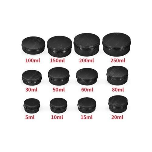 50pcS/lot 10ML-250ml BLACK Aluminium jars Multi-specification black elegant black aluminum box Aluminium cans with round thread