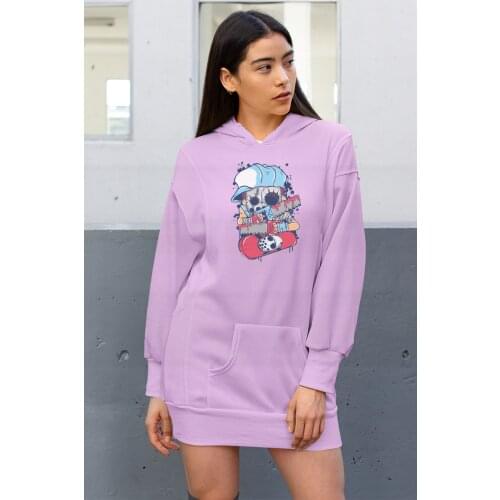 Angemiel Wear Testereli Serial Killer Pink Dress Sweatshirt Tunik