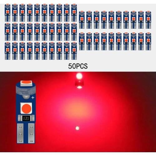 50Pcs/Lot Car LED Bulbs Super Bright Red T5 3030 3SMD 12V Canbus Error Free Instrument Cluster Panel Dash Light,Plug and Play