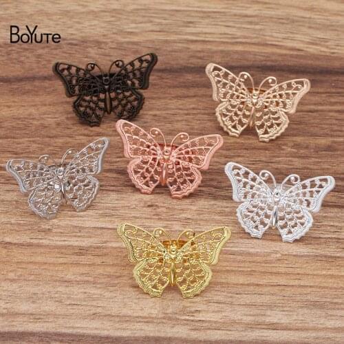 BoYuTe Custom Made (200 Pieces/Lot) 40*25MM Metal Brass Filigree Butterfly Ring Base Diy Hand Made Adjustable Ring Settings