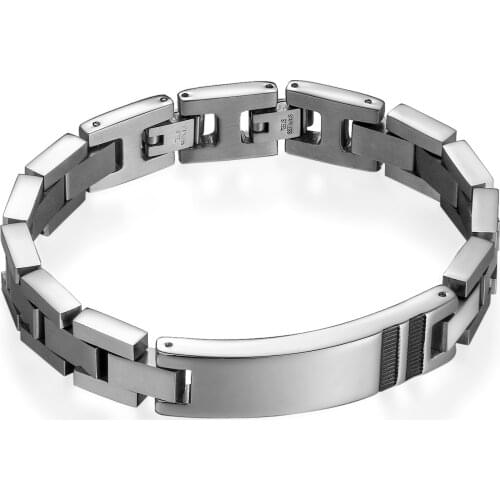 Boniskiss Free Engrave Mens Personalized ID Bracelet Bangle Adjustable Clasp High Polished Stainless Steel,19.5-21CM