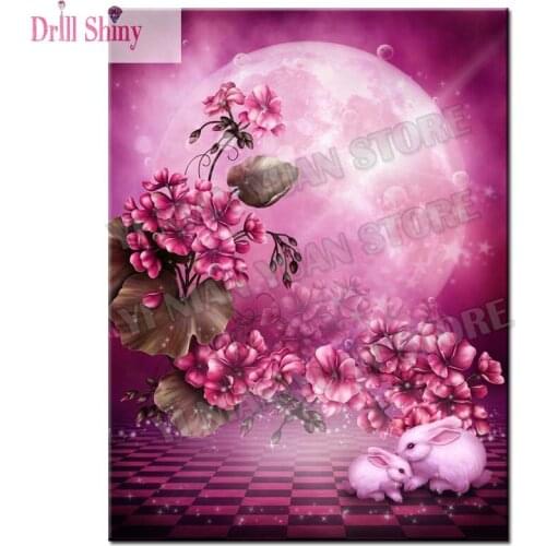 DIY 5D Diamonds Embroidery Diamond Mosaic Christmas Moonlight rabbit drill Diamond Painting Cross Stitch Kits Home Decoration