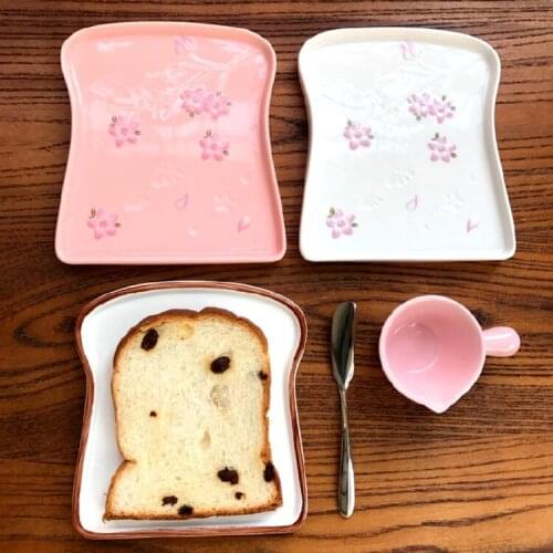 European cherry blossom embossed bread pan creative toast tray cake baking dish ceramic heterosexual tray funny gift CL40908