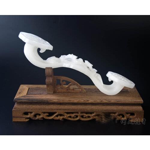 GOOD -TOP gift # 2020 office home Mascot efficacious Talisman Money Drawing Fortune WHITE JADE RUYI FENG SHUI Sculpture statue