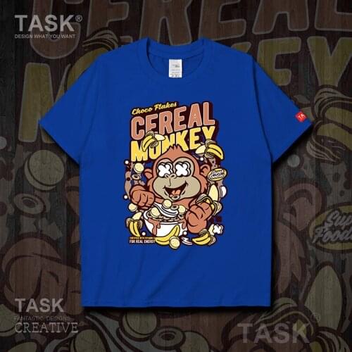 Illustration Greedy Monkey Print Fashion 2020 Solid t shirt new Tops mens sports 100% cotton Streetwear casual summer Harajuku