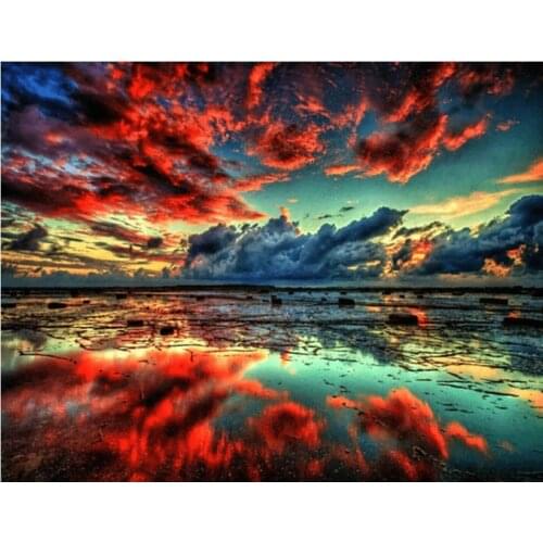 Painting By Numbers DIY Dropshipping 40x50 50x65cm Hongxia On The Sea Scenery Handmade For Living Room Wall Decor Oil Painting