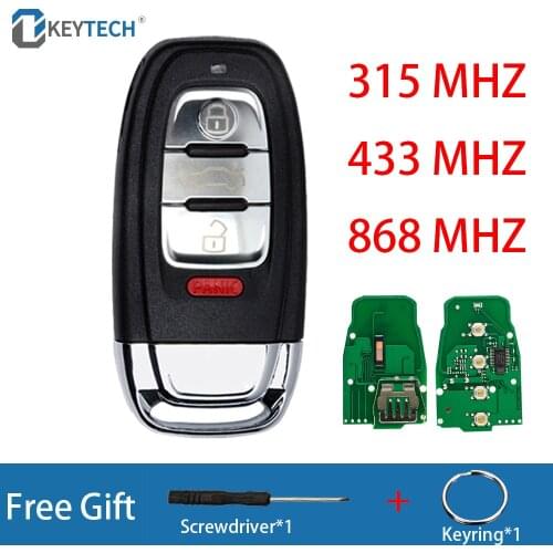 OkeyTech 3+1 Buttons Car Key For Audi Q5 A4L A5 A6 A7 A8 RS4 RS5 S4 S5 With 315 433 868 MHZ Insert Blade Remote Control Key Fob
