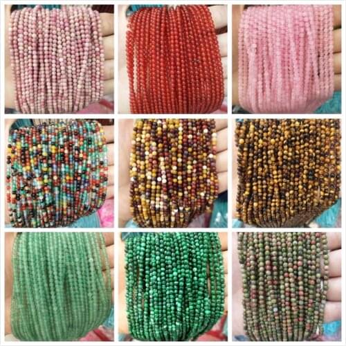 2MM 3MM Round Natural Stone Beads Pink Quartz Amethysts Lapis lazuli Agates Beads For Jewelry Making For Beadwork DIY Bracelet