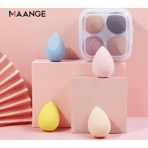 MAANGE 4Pcs Makeup Sponge Set With Box Cosmetic Foundation Powder Blusher Concealer Blending Make Up Puff Tools Kit Maquiagem
