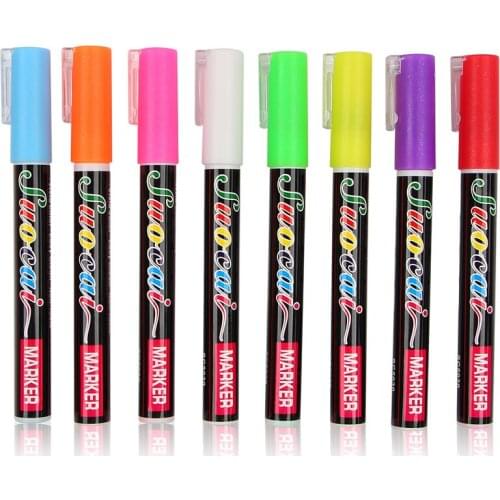 8pc/box Highlighter led Liquid Chalk Marker Pens for School Art Painting 8 Colors Round&Chisel Tip 6mm 3mm