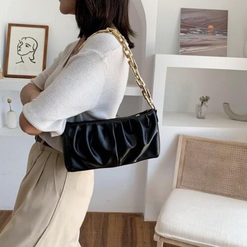 Fashion Thick Chain Leather Women Shoulder Bag Solid Color Purse For Women Hobo Bag Femal Bolsos Luxury Handbag Women Bags Sac