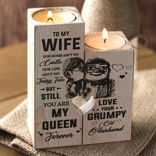 Husband to Wife -You Are My Queen Forever - Candle Holder with Candle Gift for Birthday Anniversary Decoration Candlesticks Home
