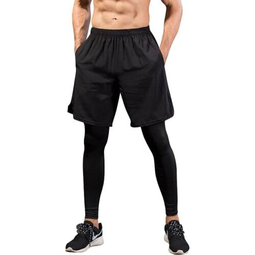 Men Running Tights with Large Pocket Sport Leggings Compression Quick-drying Pants Jogging Fitness Gym Trousers MMA Rashguard