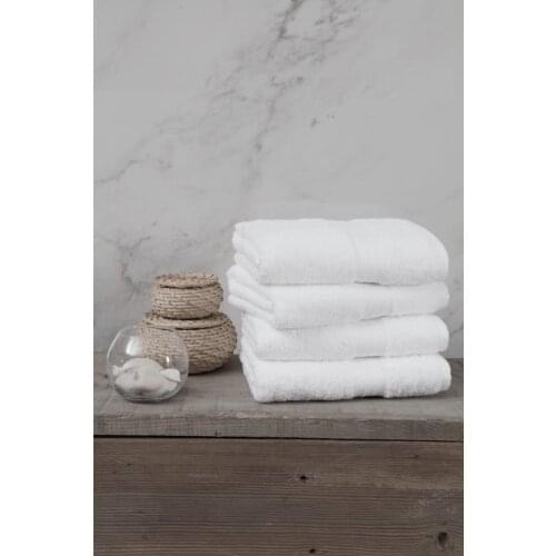 Rainbow 100 Cotton Extra Soft White 4'lü Hand/Face Towel Set (4*50 X80) bathroom Accessories Spa Sauna Turkish