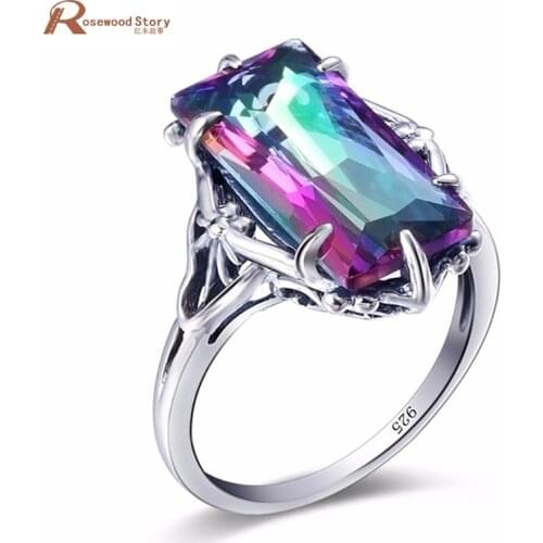 Charm Female Ring Multicolor Rainbow Fire Mystic Topaz Ring 925 Sterling Silver Vintage Wedding Rings For Women Fashion Jewelry