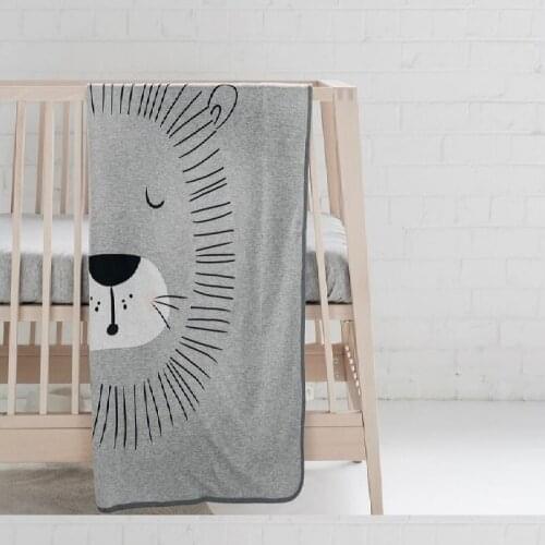 Newborn Baby Blanket Infant Bebe Cotton Swaddle Wrap Cartoon Lion Print Blankets For Kids Baby Stroller Cover Photography Props