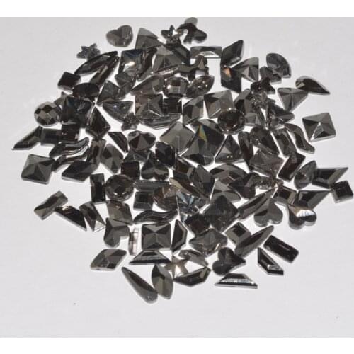 Wholesale 1440Pcs/Bag Glass Nail Rhinestone Mine Black Retangle Square Crystal Stones For Nail Decorations