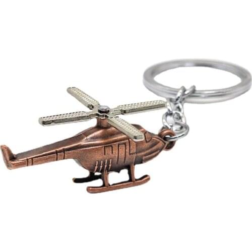 Original Retro Helicopter Keychain for Car Keys Metal Copper Pendant Bag Key Ring Accessories Rotatable Spiral Leaf Jewelry