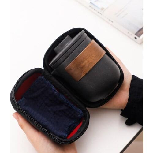 Portable Ceramic Teapot Teacup Outdoor Car Travel Portable One Pot Four Cups Travel Tea Set with Small Teapot