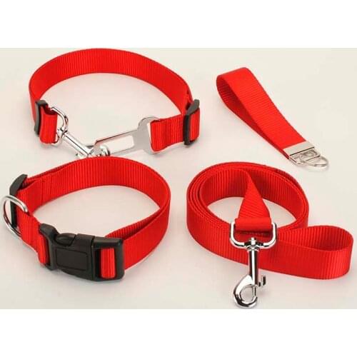 New single sell Dog Leash, Dog Collar, Safety Belt,Key Fob ,1 inch width red Solid color for nylon belt