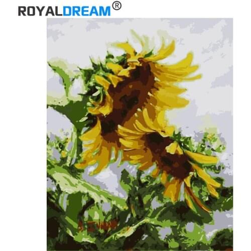 ROYALDREAM A Sunflower With Her Head Bowed Canvas Painting For Living Room Wall Art Home Decor