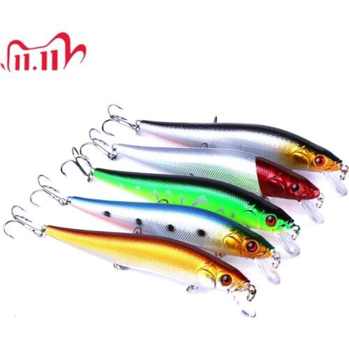 HENGJIA Random color 14cm 23g Fishing Lure Bent Minnow Artificial Bait 3D Fish Eye Minnow Lures Fake Bait Swim bait Crankbait