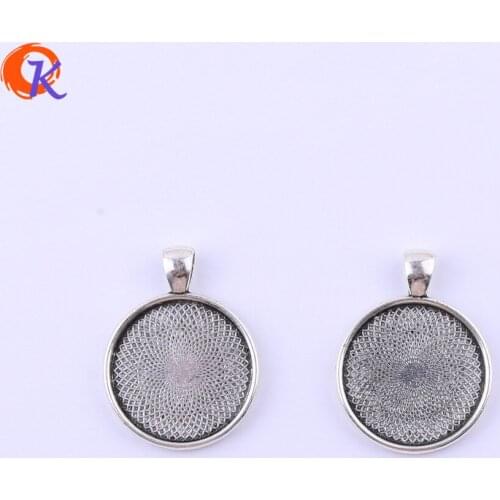Cordial Design 50Pcs/Lot 25MM Alloy Round Pendant Old Rhodium Plate Chunky Necklace Pendant Image Holder Jewelry Findings Tray