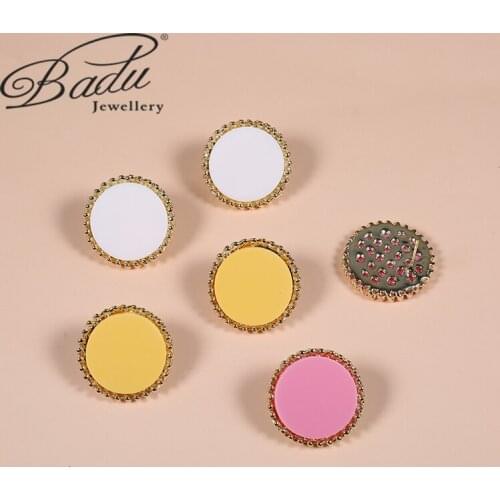 Badu Acrylic Button Stud Earrings Color Earrings Korean Round Jewelry Gear Design Clothes Button Simple Girl Temperament Gift