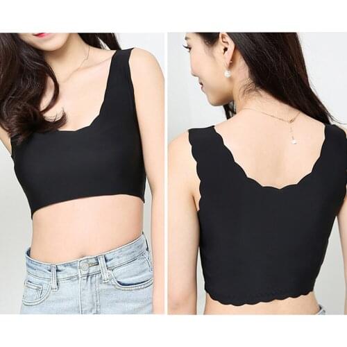 Summer Ice silk Strappy Crop Tank Top Women Female Vests Bustier Camis Rushed Slim Tees Bralette Solid Vest Sexy Casual Shirt