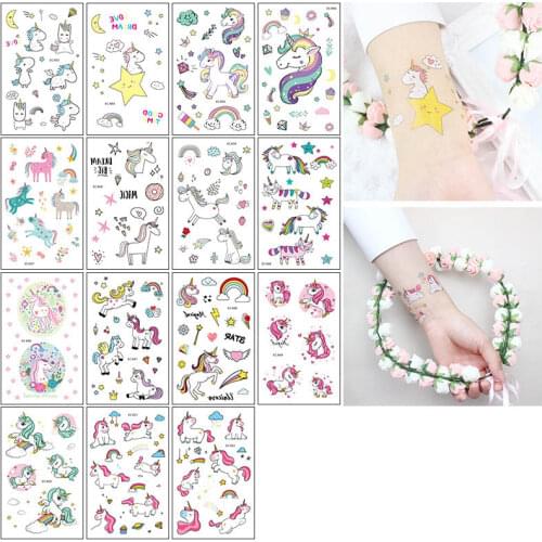 Party Decoration 1 Set Unicorn Pattern Stickers DIY Handwork Temporary Tattoo Stickers Body Sticker Hand Account Decals