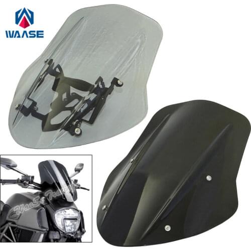 Waase For Ducati Diavel 2014 2015 2016 2017 2018 Windscreen Windshield Shield Screen With Bracket