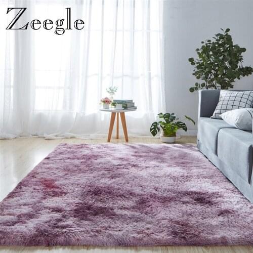 Zeegle Fluffy Carpet Hallway Decoration Rectangle Carpet Polyester Soft Sofa Area Rug Large Size Living Room Rug Bedroom Carpet