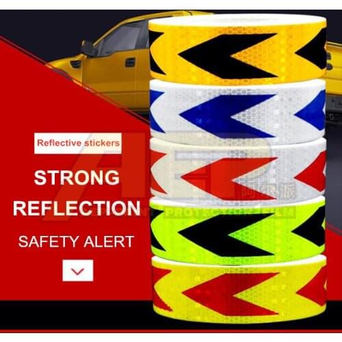 Car Body Safety Sign Warning PVC Arrow Reflective Stickers For Car Truck Motorcycle Bicycle Bumper Reflective Tape Accessories