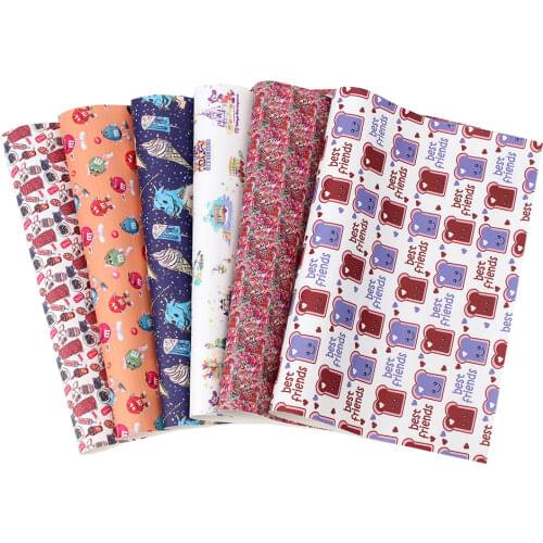 CHEER BOWS 22*30cm 1pc Faux Leather Sheets Cartoon Ice Cream Cola Printed Synthetic Leather Fabric DIY Hair Bows Handmade Crafts