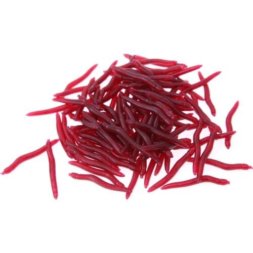 100pcs/lot 4cm Dark Red Fishing Lure Soft Maggot Earthworm Plastic Artficial Bait Bionic Worm Fishy Smell for Fishing Pesca TL#8