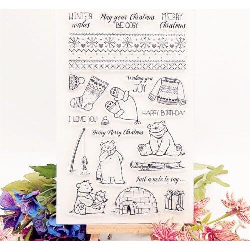 13x21cm Polar Bear Transparent Seal Clear Stamps Silicone Seal TPR Roller Stamps DIY Scrapbook Album / Card Cutting Dies