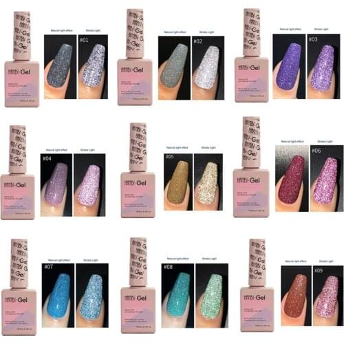 15ml Reflective Glitter Nail Polish Glue 18 Colors Bright Bungee Shiny Finely Diamonds Quick Building Nails Art Gel Decor TSLM2