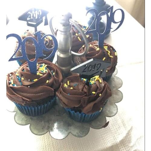 2020 Personalize Graduation Cupcake Toppers Gold glitter Graduation Party Decor milestones birthday food toothpicks