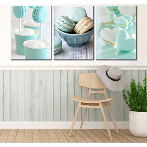 3PCS/Set Candy-colored delicious macaron Decorative Picture Childrens Room Kindergarten Frameless Canvas Painting Wall