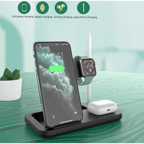 4 in 1 15W Fast Wireless Charging Stand For iPhone 11 pro 8 X XS Qi Wireless Charger for Apple Watch Series 5 4 3 2 Airpods Pro