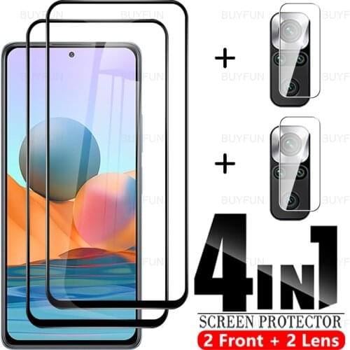 4in1 Full Cover Tempered Glass Case For xiamoi redmi note 10 9 pro max HD Film For Redmi Note 10 5G 10s 9T 9S Lens Protector