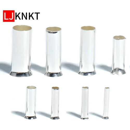500pcs Tin-coated Tube-shaped Bare Terminals Wire Crimp Connector Cold pressing Electrica Non-Insulated