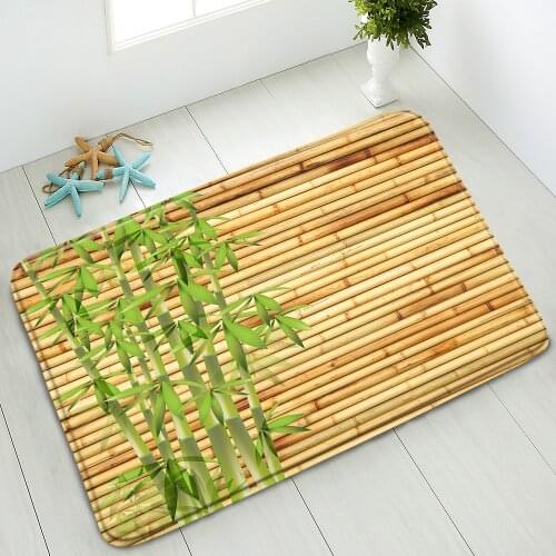 Bamboo Bathroom Anti-Slip Mat Green Forest Leaves Plant Indoor Floor Mats Bedroom Kitchen Doormat Absorbent Carpet Home Decor