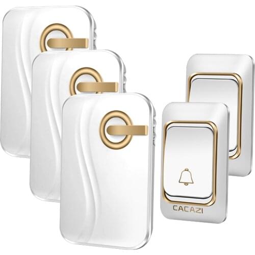 CACAZI Wireless Doorbell DC battery-operated 200M remote waterproof 1 transmitter 1 receiver 36 rings door chime Cordless Bell
