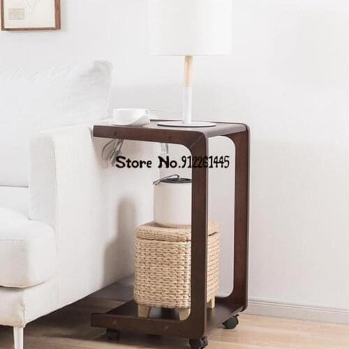 Solid Wood Side Table Bedside Mobile Tea Table Pulley Small Table Sofa Side Bedroom Light Luxury Corner Side Cabinet Of Living R